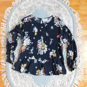 🦔🐾 Vintage Floral Cute Babydoll Peplum BlackTop